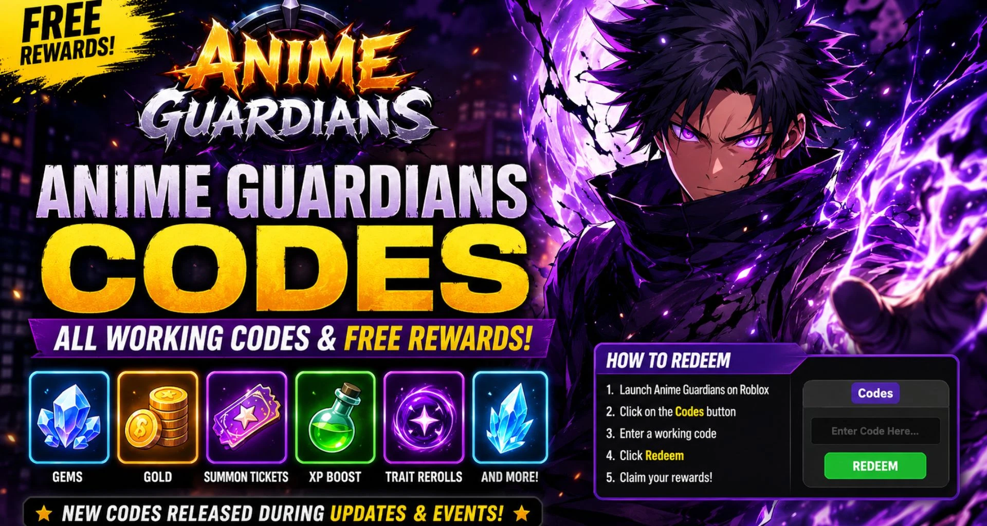 Anime Guardians Codes (July 2026): Free Gems and More