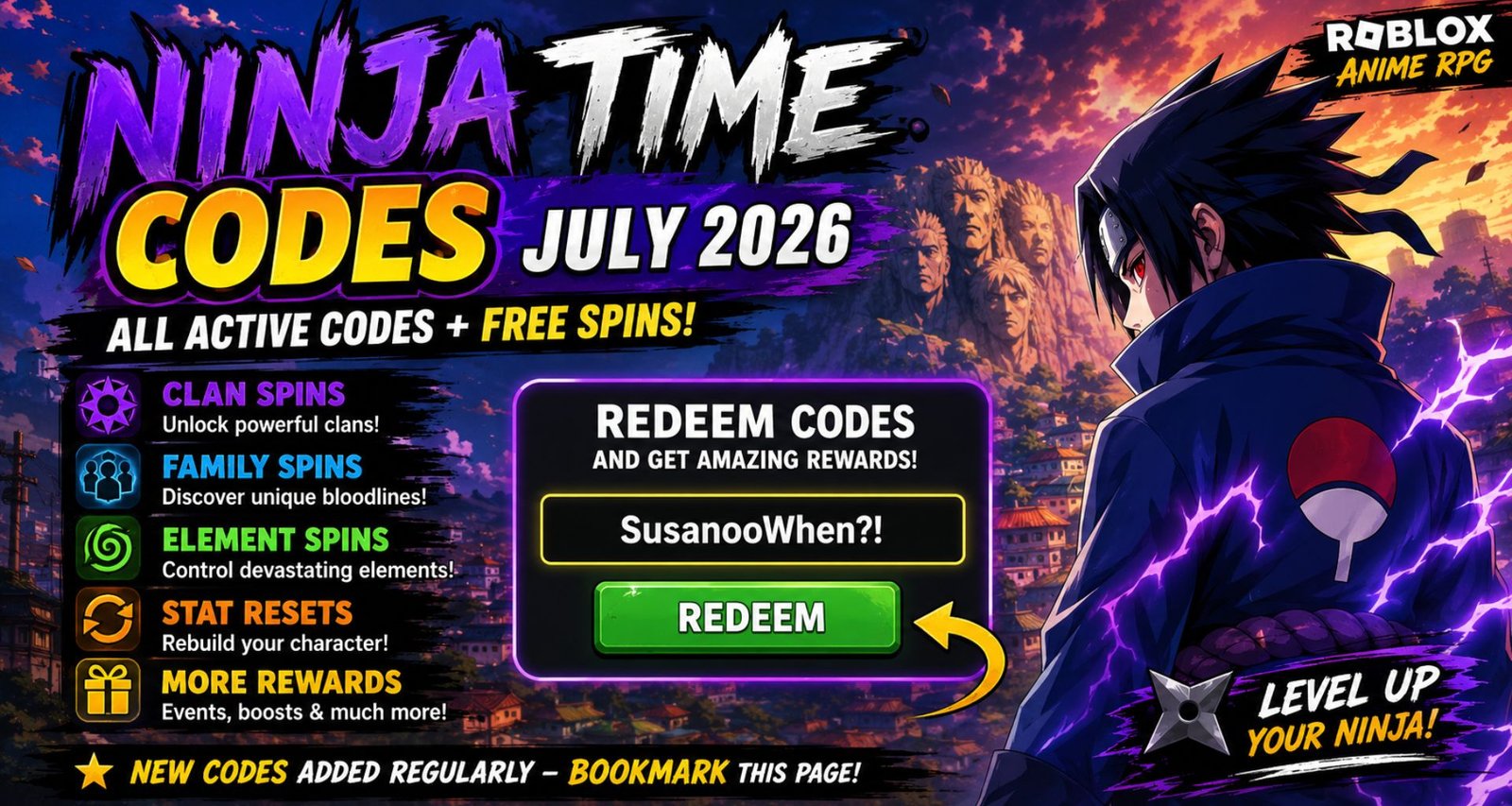 Ninja Time Codes (July 2026): Best Active Codes