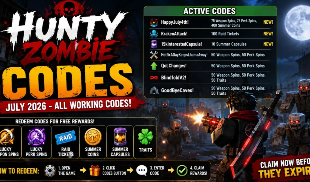 Hunty Zombie Codes (July 2026): Best Active Codes