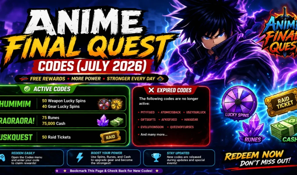 Anime Final Quest Codes (July 2026): Best Active Codes