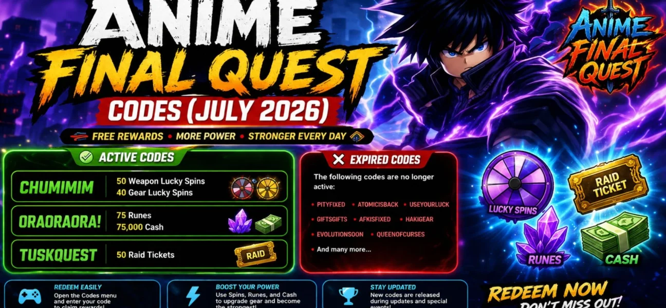 Anime Final Quest Codes (July 2026): Best Active Codes