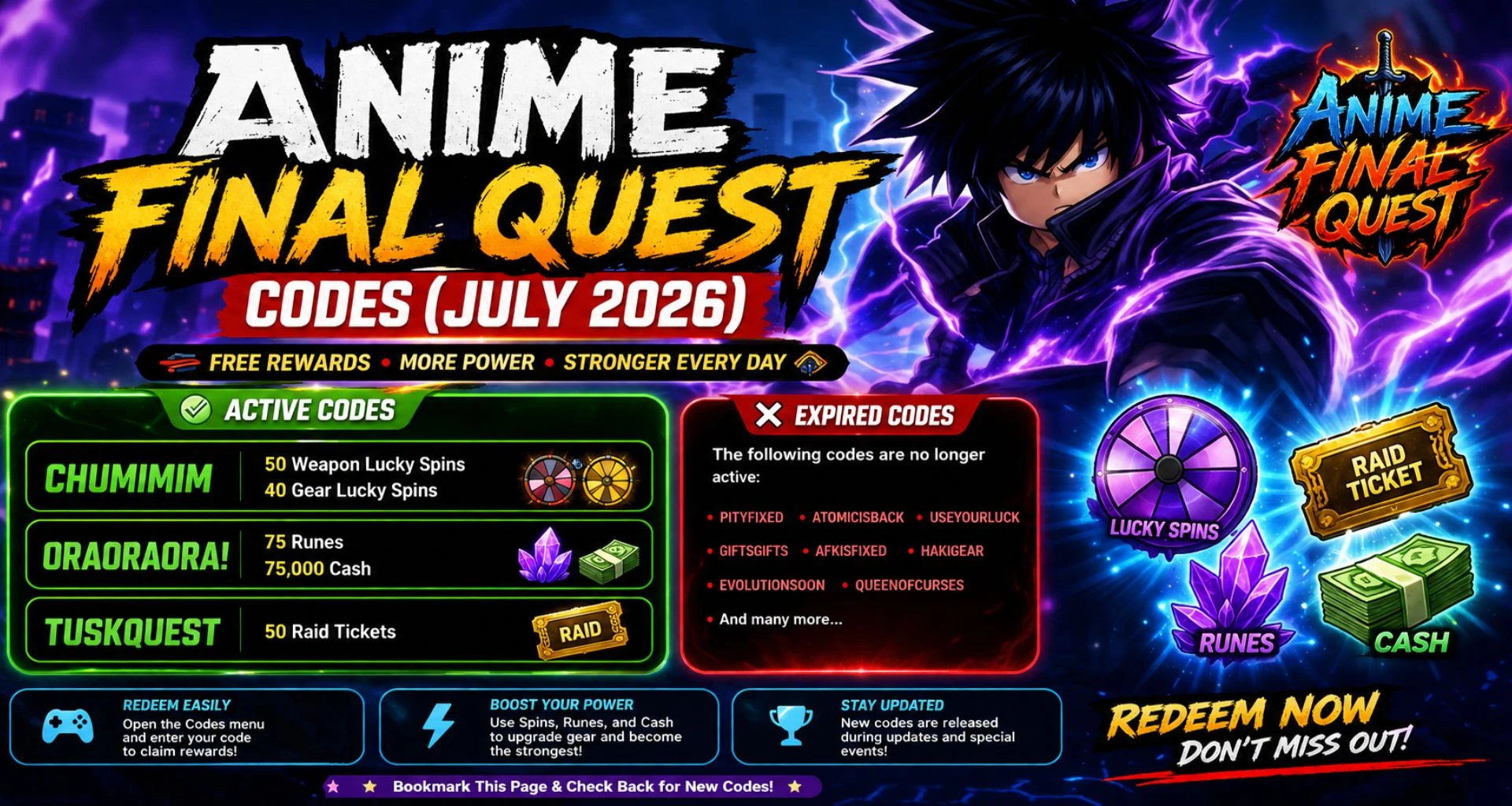 Anime Final Quest Codes (July 2026): Best Active Codes