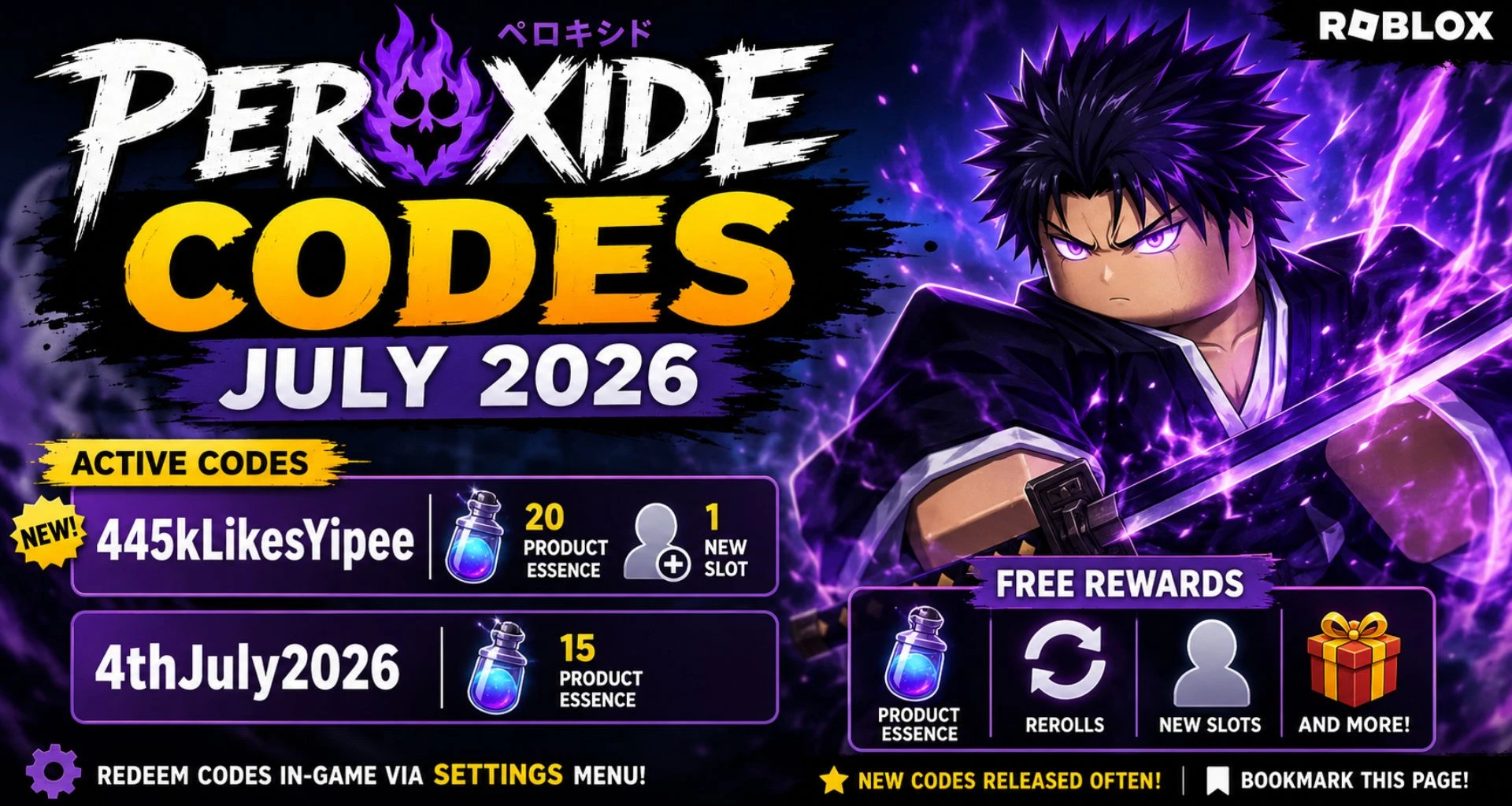 Peroxide Codes (July 2026): Best Active Codes